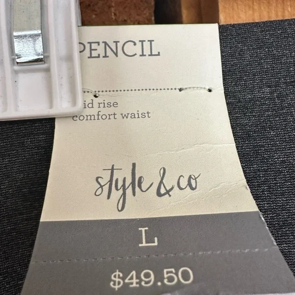 Style & Co Gray Pencil Mid Rise Comfort Waist Pull On Legging Pant Size Large - Picture 3 of 5